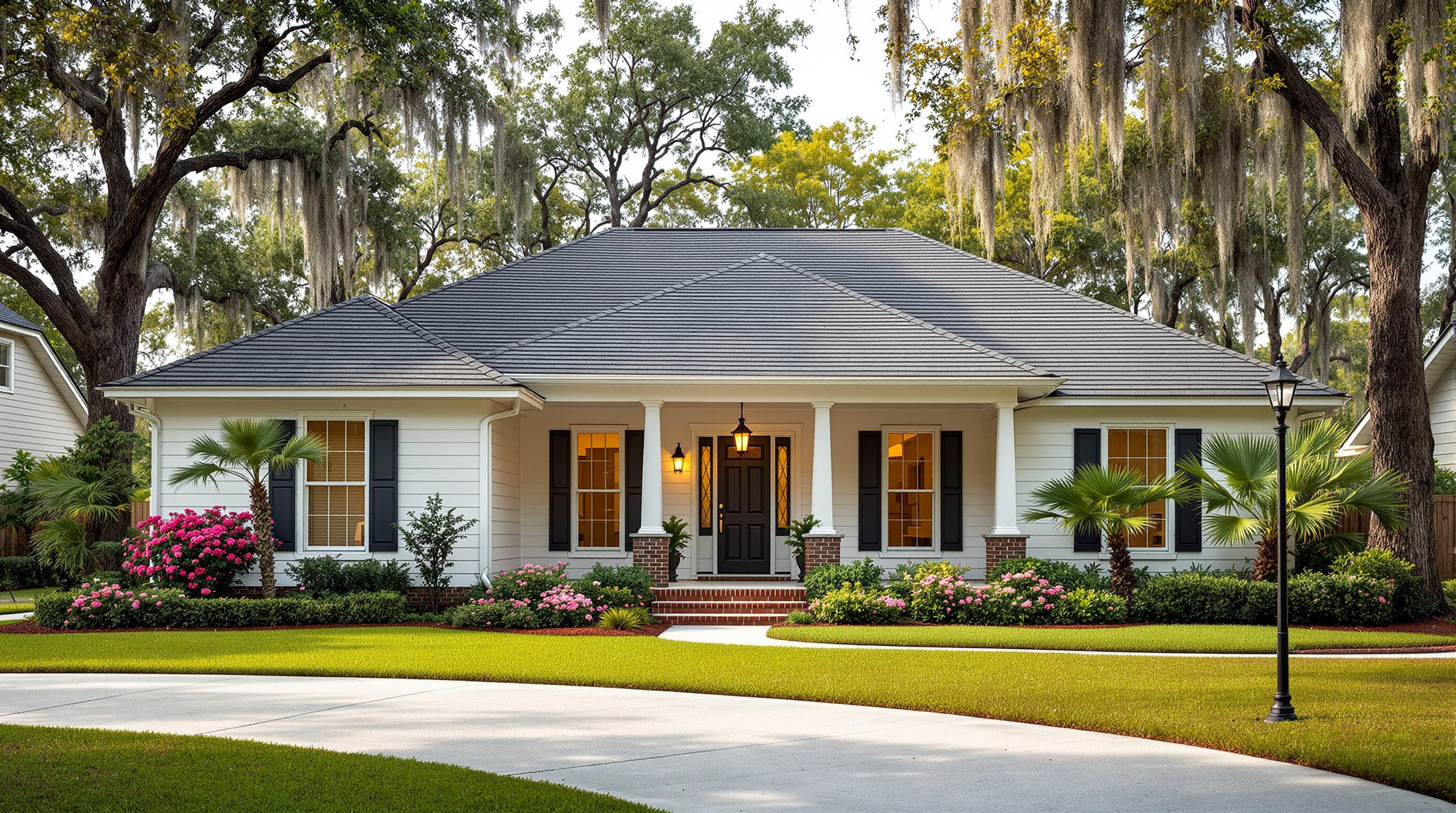 Residential roofing services for homeowners in the Central Business District neighborhood of Mobile, Alabama by Southern Roofing Systems showing a completed roof replacement with wind-rated architectural shingles and sealed deck construction meeting ASCE 7 Wind Zone III specifications for Gulf Coast hurricane conditions across Mobile County with 66 inches of annual rainfall and 140 to 160 mph design wind speeds