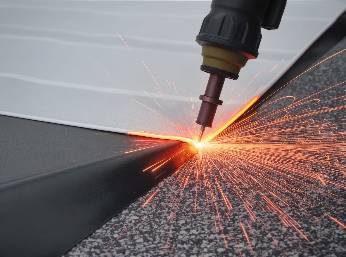 Southern Roofing Systems crew performing priority emergency commercial roof repair on a Gulf Coast flat roof building, demonstrating the same-day dispatch advantage that maintenance program customers receive for active leaks during hurricane season across Mobile and Baldwin County Alabama where pre-hurricane preparation and rapid leak prevention protect business continuity