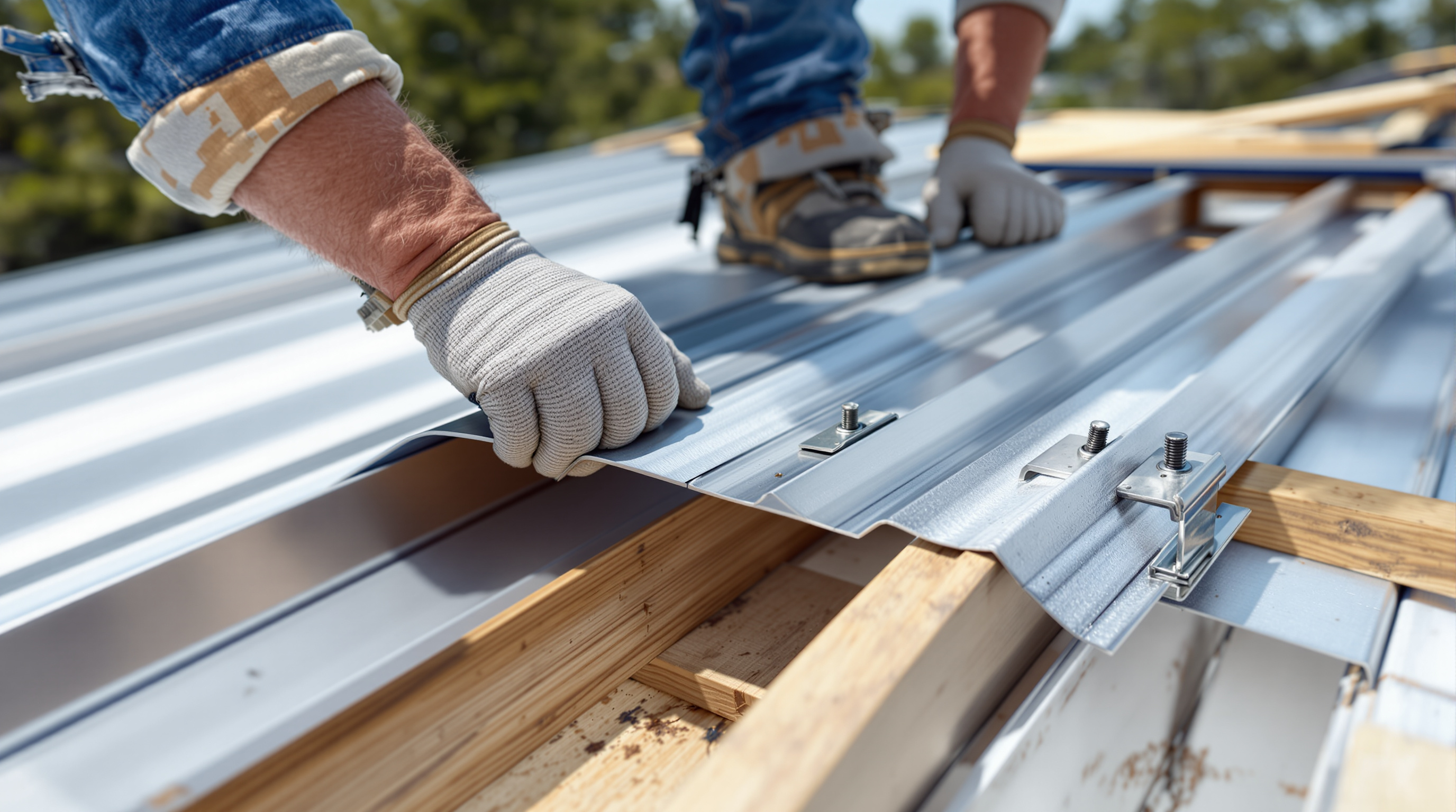 FORTIFIED Roof sealed deck membrane being applied with self-adhering bitumen tape at all edges and penetrations on a Baldwin County Alabama residential property before standing seam metal roofing panel installation, the IBHS-required secondary water barrier that qualifies homeowners for 15 to 45 percent insurance savings through the Strengthen Alabama Homes grant program while protecting against wind-driven rain during 140 mph hurricane events